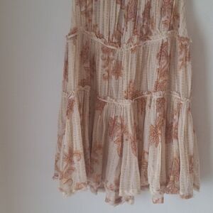 Anthropologie Cream Mini Dress Jumper with Rust Floral Print